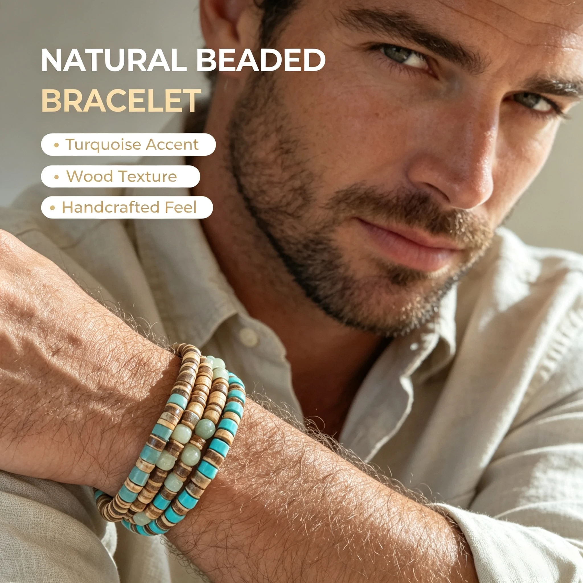 Mens Beaded Bracelets Natural Stone Vitality Reiki Charm Surfer Bracelets Stackable Boho Bracelets Elastic Wristband Jewelry New
