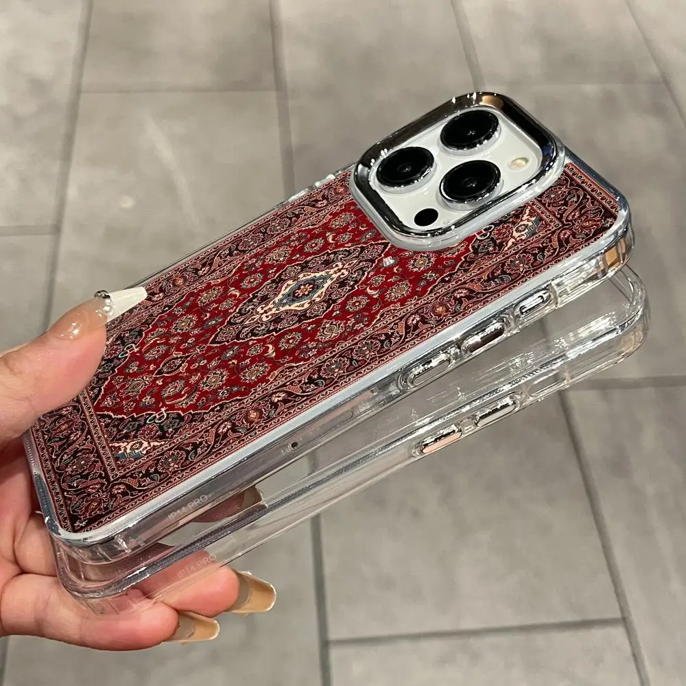 Persian Carpet Style Popular Transparent Phone Case For iPhone 17 Air 16 15 14 13 12 11 Pro Max X XR XS 16 Plus Anti Black Soft - view 4