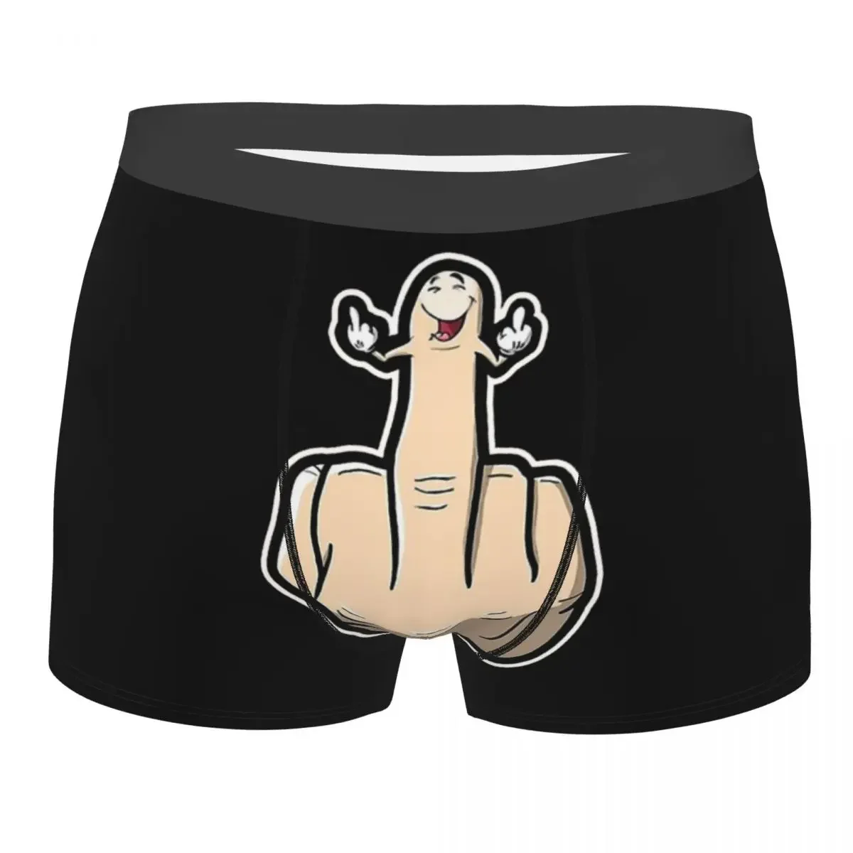 Hand Gesture Design Middle Finger Shows  Fingers Underpants Panties Male Underwear Comfortable Shorts Boxer Briefs