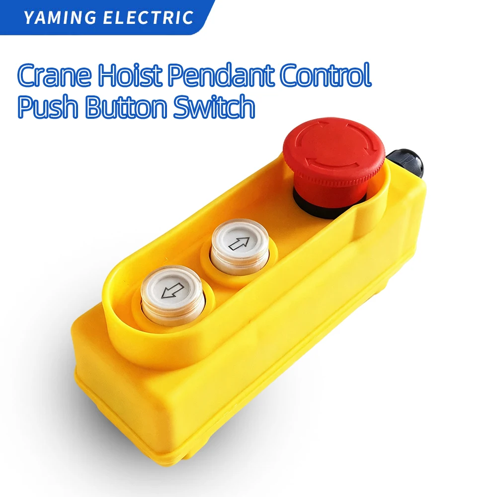 Crane Hoist Push Button Switch Up/Down Two Direction Control With Emergency Stop Waterproof Lifting Hand Pendant Station