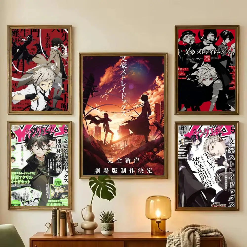 Anime B-Bungo Stray Dogs Painting Calligraphy Stylish Wall Art Poster, Bedroom Living Room Home Decor Gift