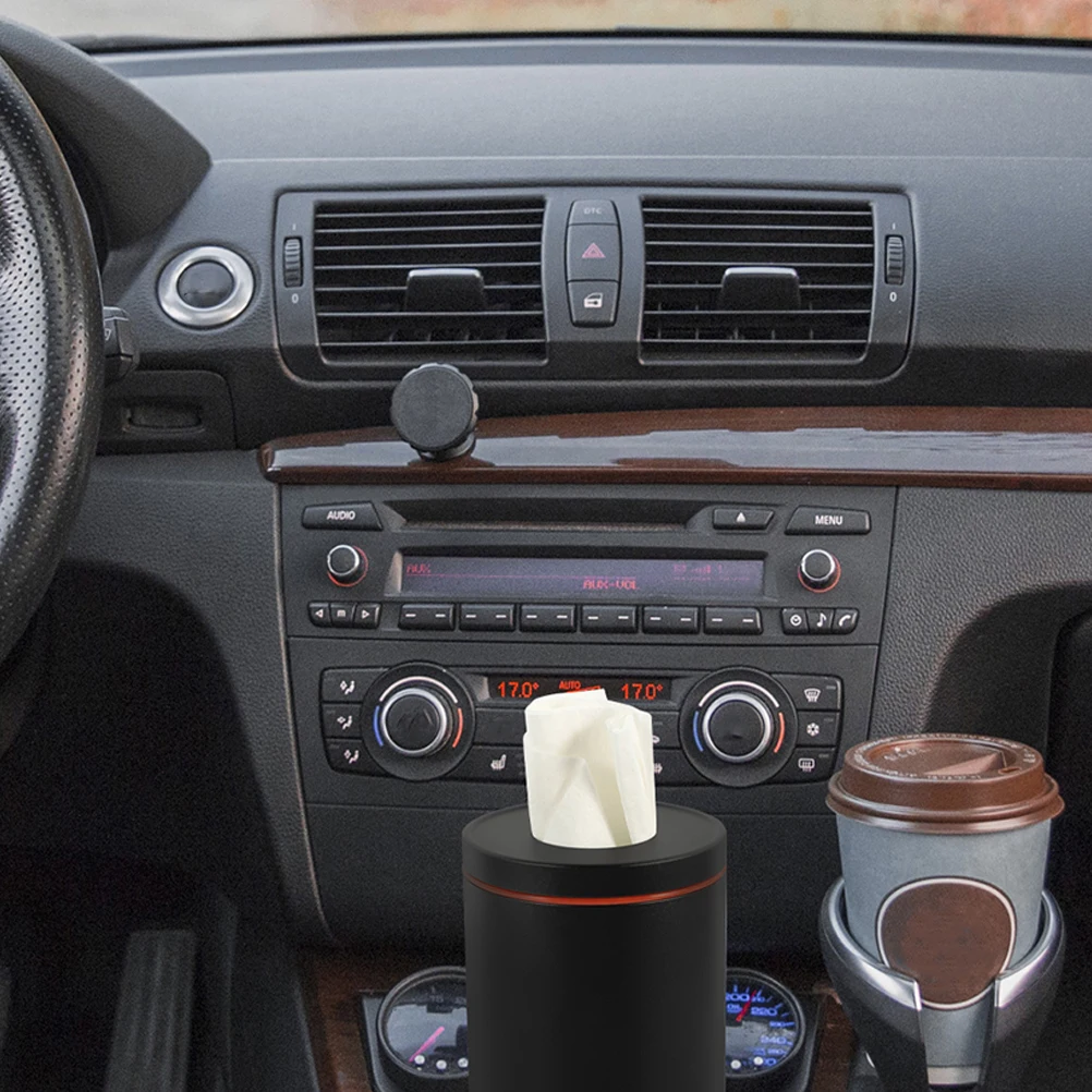 

2pcs Car Box Round Cylinder Container Metal Napkin Holder For Cup Holder Compact Paper Organizer Tissue Storage Box
