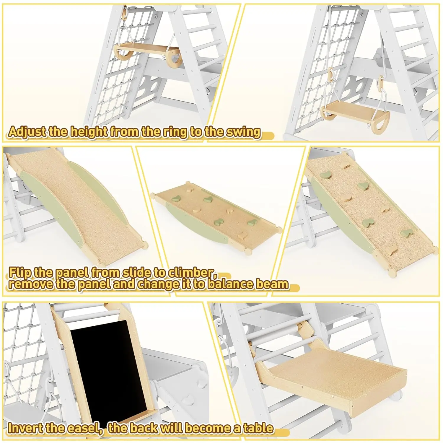 Gym dans la jungle d'intérieur 12 en 1 pour tout-petits, aire de jeux intérieure de jouets d'escalade pour tout-petits, activité intérieure avec balançoire, filet d'escalade, Detacha