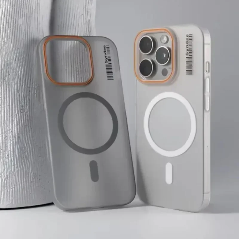 

Ультратонкий матовый чехол для телефона MagSafe с беспроводной зарядкой и штрих-кодом для iPhone 16, 14, 15, 13, 12, 11 Pro Max, полупрозрачный жесткий чехол из ПК
