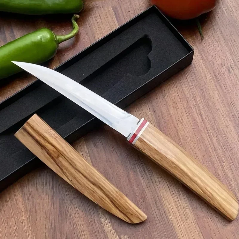 

Новый тактический охотничий нож с тройным стальным лезвием и деревянной ручкой, карманный нож для кемпинга, портативный нож для самообороны с подарочной коробкой