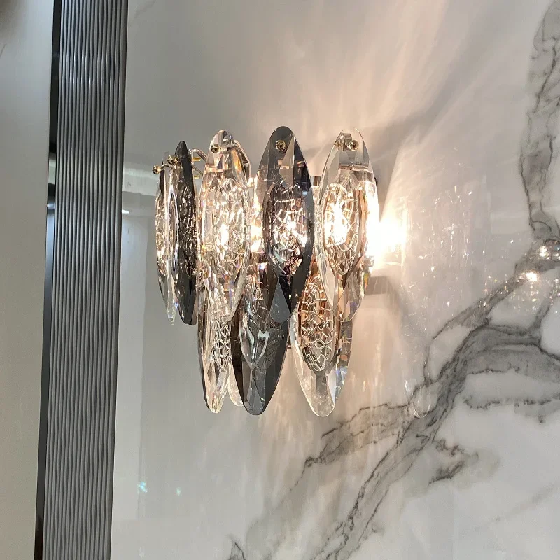 Light Luxury Crystal Chandelier Living Room Headlight Simple Atmosphere Bedroom Lamp Led Dining Room Lamp Post-Modern High-end