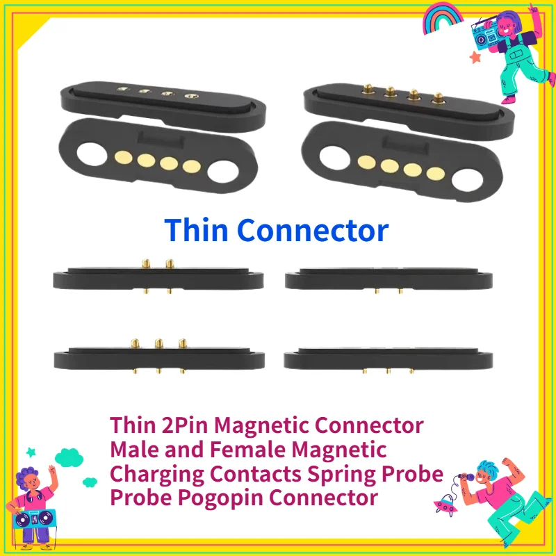 1/5 Set  Thin 2Pin Magnetic Connector Male and Female Magnetic Charging Contacts Spring Probe Probe Pogopin Connector