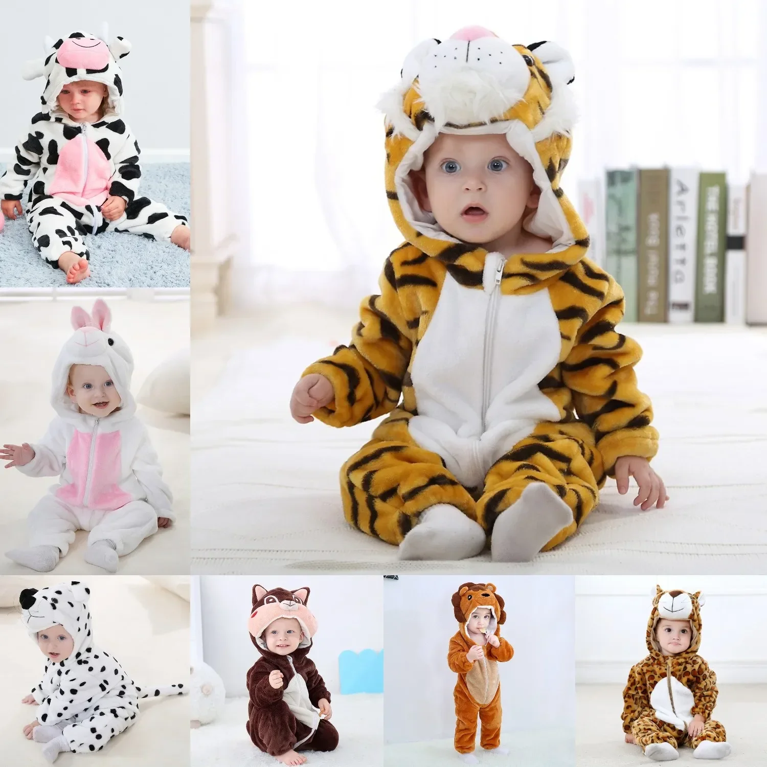 Winter Baby Boys Clothes Newborn Girls Romper Flannel Hooded Animal  Carnival Costume Jumpsuit Warm Cute Baby Outfit