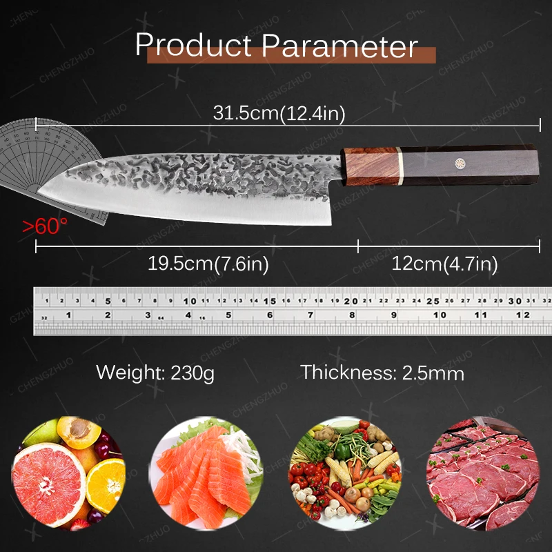 Stainless Steel Kitchen Chef Knives Forging Hammer Pattern Santoku Knife Professional Japanese Kitchen Meat Clever Slicer Knife