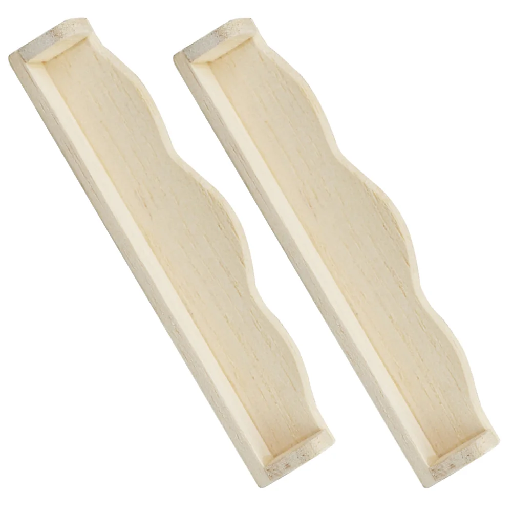 2 Pcs House Mini Furniture Miniature Model Hanging Rack Storage Shelf Wall-mounted Stand Wooden