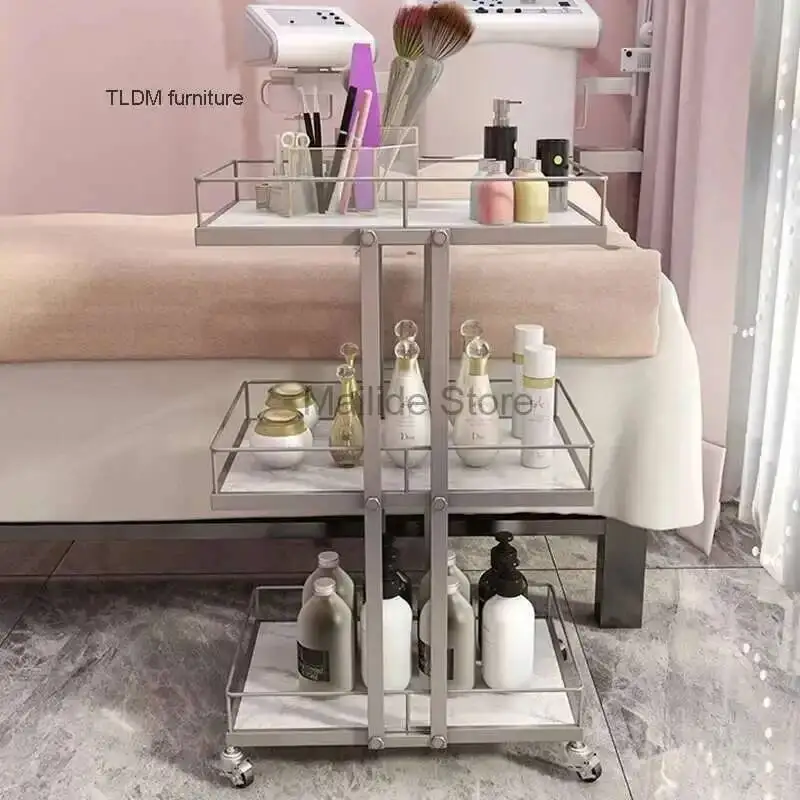 

Luxury Light Minimalist Trolleys Modern Salon Iron Furniture Beauty Salon Mobile Rack Multi-layer Tool Cart Home Storage Trolley