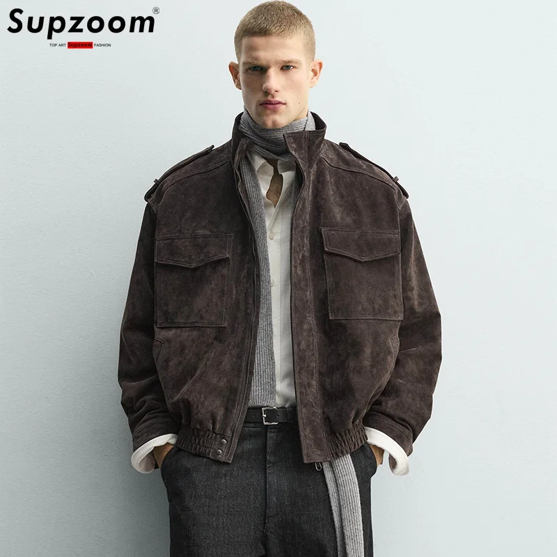 

Supzoom 2025 New Arrival Autumn And Winter Velvet Loose Casual Suede Fabric Zipper Bf Style Handsome Jackets Men Coat