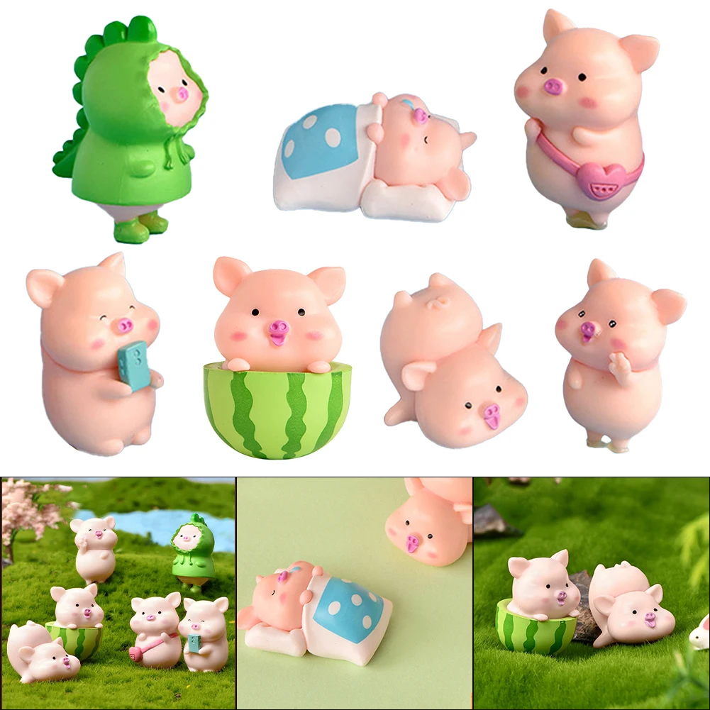 

Pig Resin Decor Figurines Dollhouse Moss Terrarium Landscape Garden Miniatures Landscape Fairy Garden Miniatures Room Decor