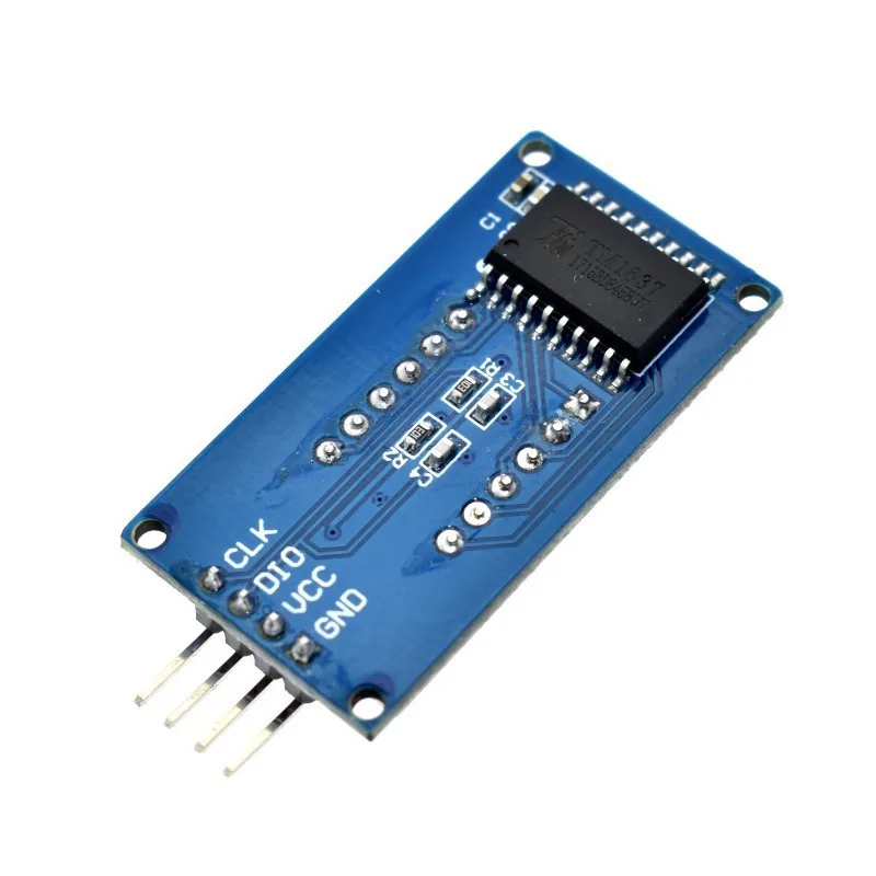 4-digit digital display module with adjustable LED brightness, clock dot, accessories, building blocks