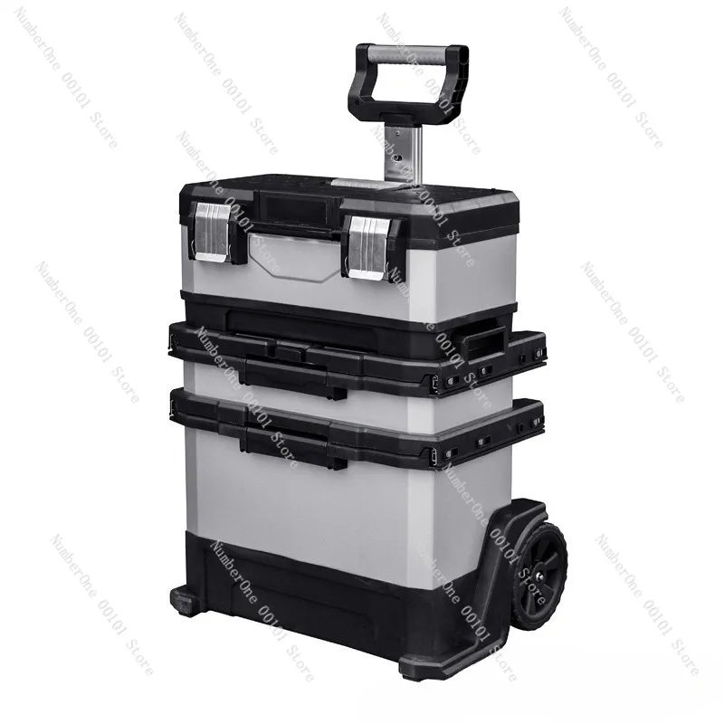 Heavy Duty Stackable Large Tool Box Organizer Plastic Steel Waterproof Shockproof Storage Case Portable Hardware Parts Container
