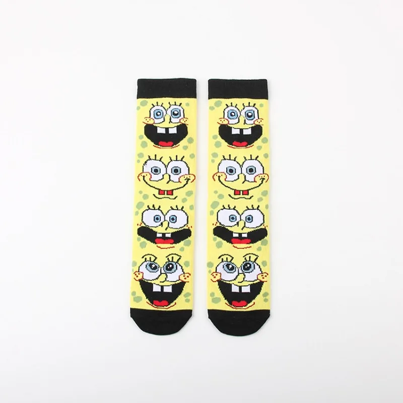 SpongeBob Couples Fashion Socks Colorful Medium High Suit Cartoon Long Men Sock Kawaii Women Fun Skateboard Casual Sports Socks