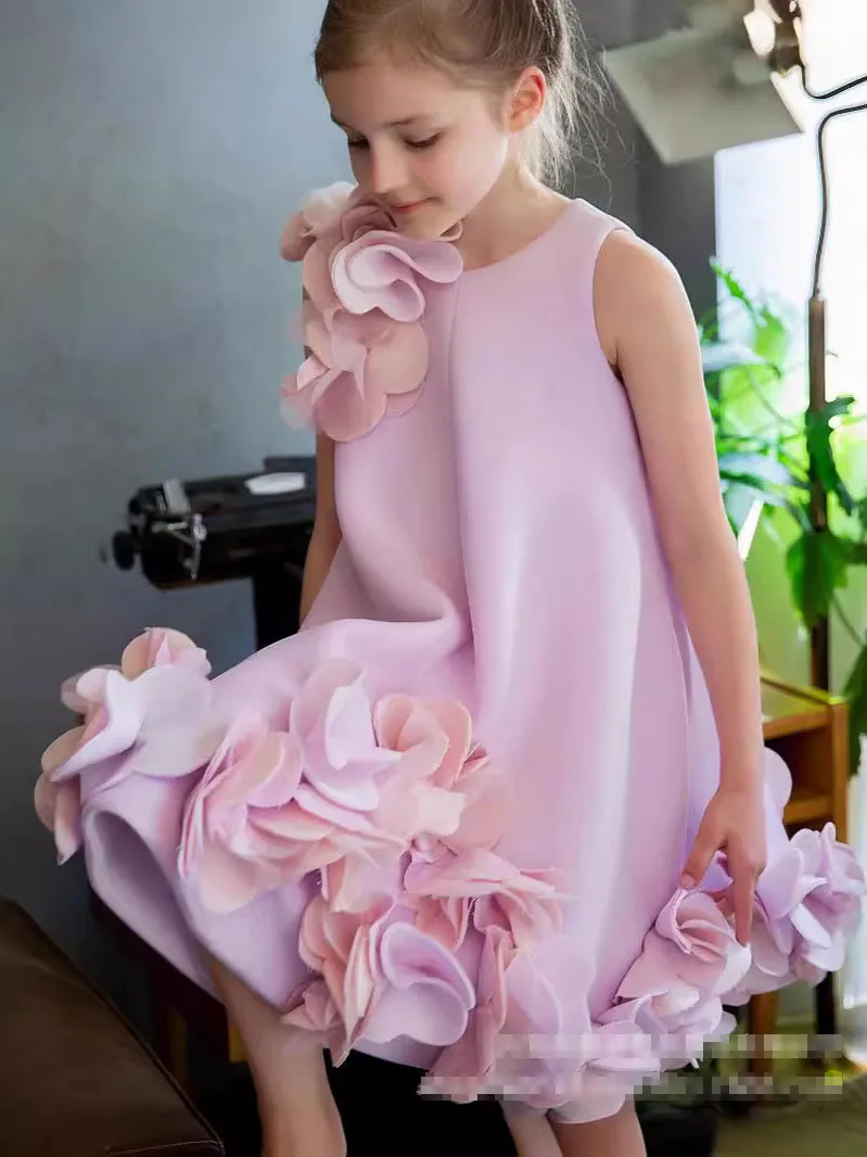 Pink Flower Girls Boutique Princess Dress Ball Gown for Ages 1-14 Church Holiday Pageant Birthday Wedding Tea Party Vintage Wear