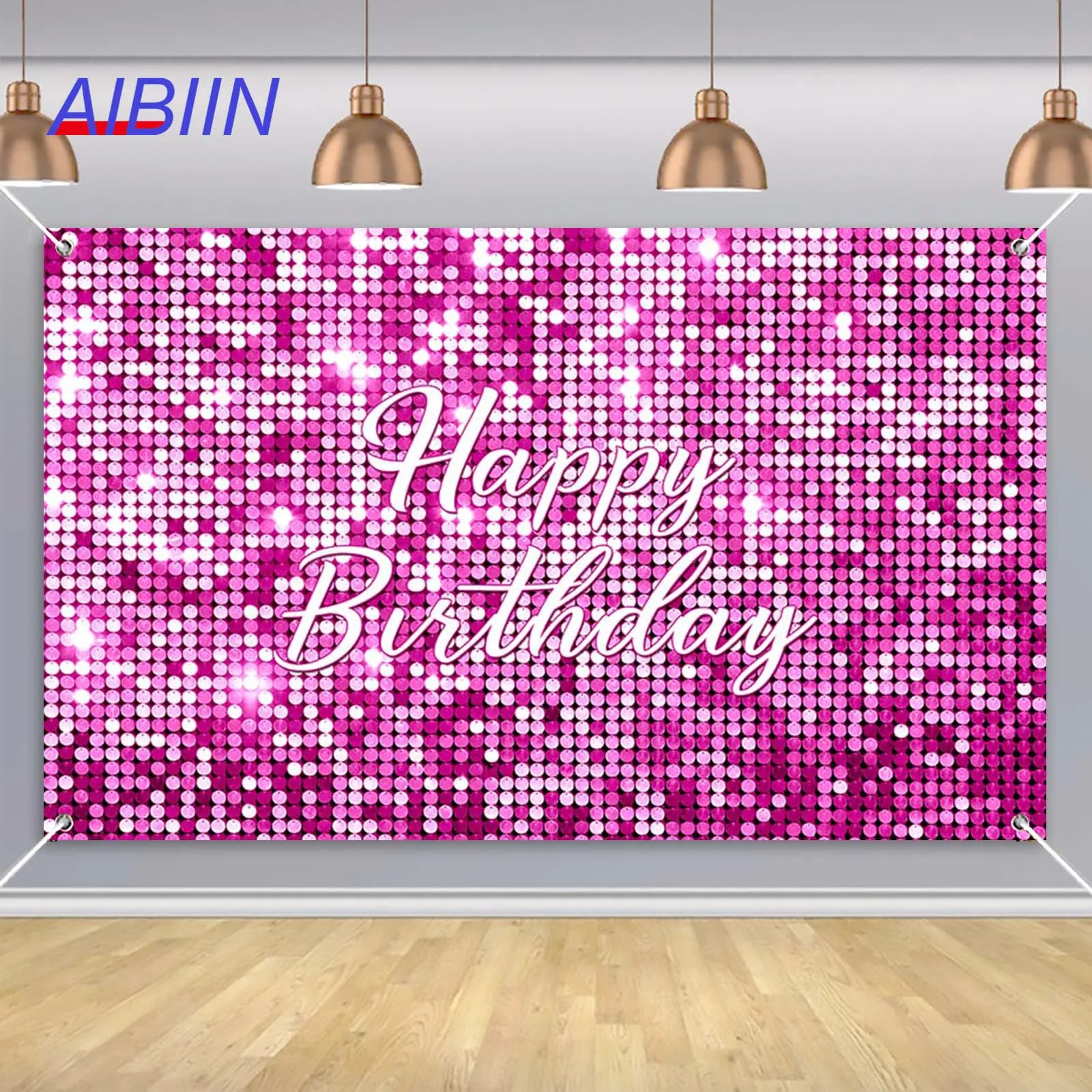 

AIBIIN Hot Pink Glitter Photography Backdrops Happy Birthday Party Decor Background Fantastic Dots Style Women Girls Portrait