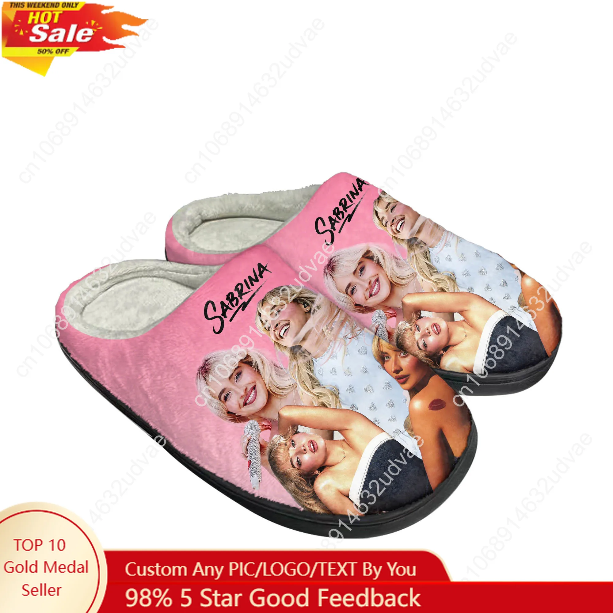 

Sabrina Carpenter Cotton Slippers Mens Womens Pop Singer Keep Warm Shoes Home Plush Bedroom Footwear Custom Made Thermal Slipper