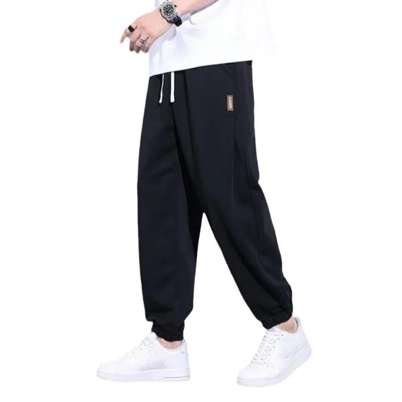 الرجال Sweatpants حجم M-6XL ملابس رياضية مرونة الخصر عادية السراويل الفضفاضة أسود رمادي القطن ركض الذكور فضفاض بنطلون