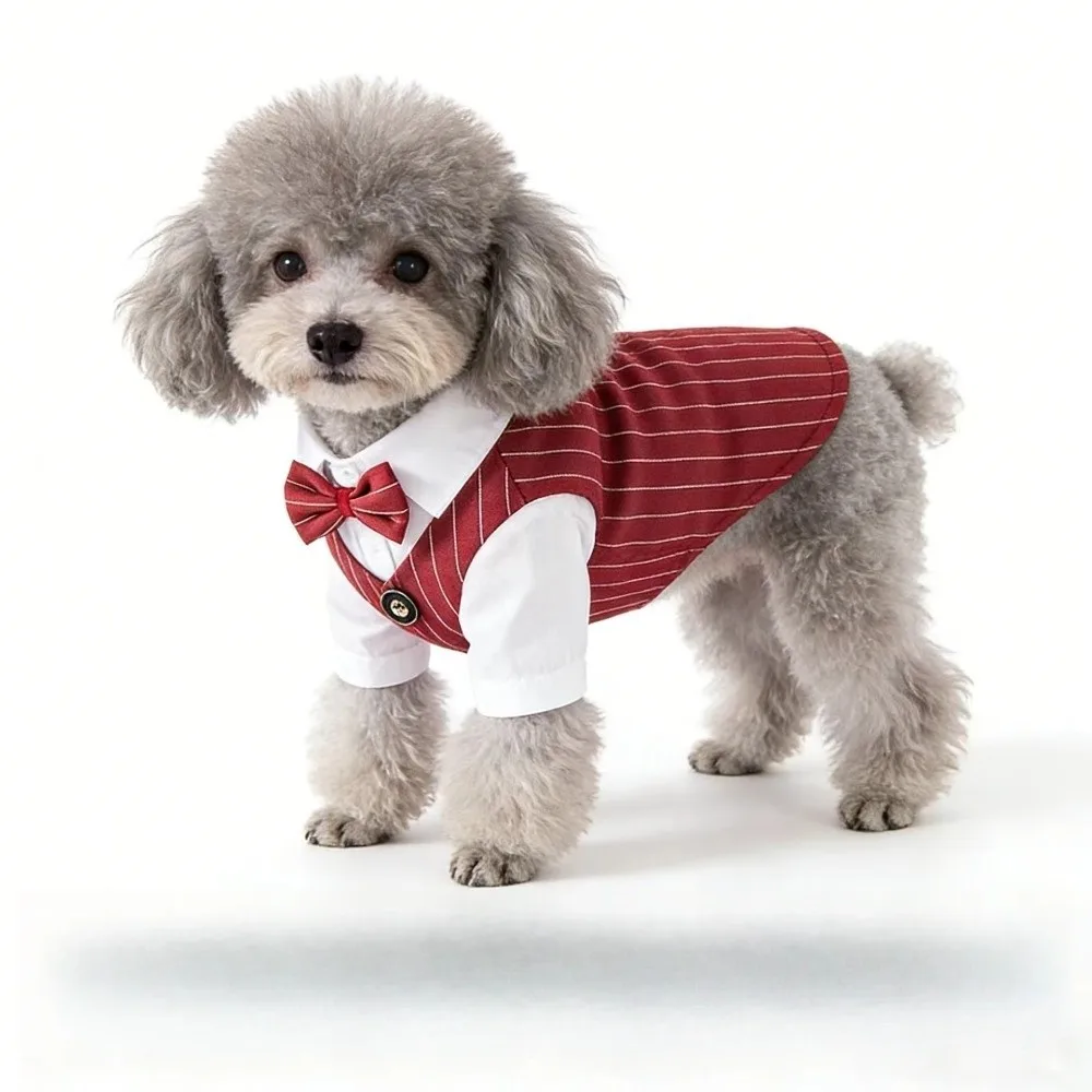 Short Sleeve Dog Wedding Suit Button Closure Gentleman Small Dog Clothes Lightweight Spring Summer Dog Costume Vest Party