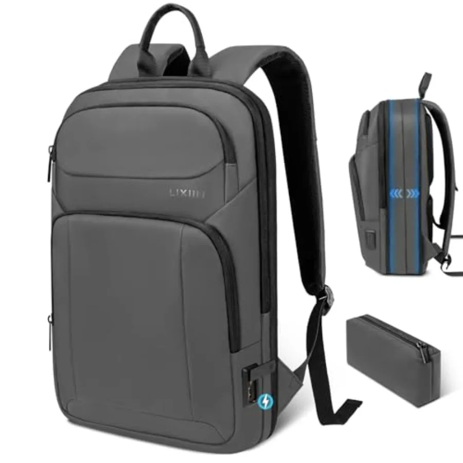 

Backpack for Men Slim and Expandable Travel Laptop Backpack with USB Charging Port Water Resistant Anti-Theft Business Backpack