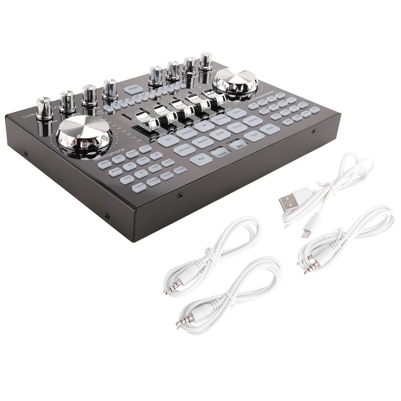 RISE-K1 Live Sound Card Portable Bluetooth Sound Card Profession Adjustable Volume Audio for Music Recording Karaoke Singing