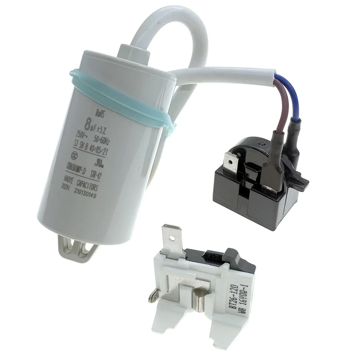 

QP2-4.7G12 Refrigerator Compressor Replacement PTC Starter Relay & Capacitor & Overload Protector Kit for Vissani, Danby Freezer