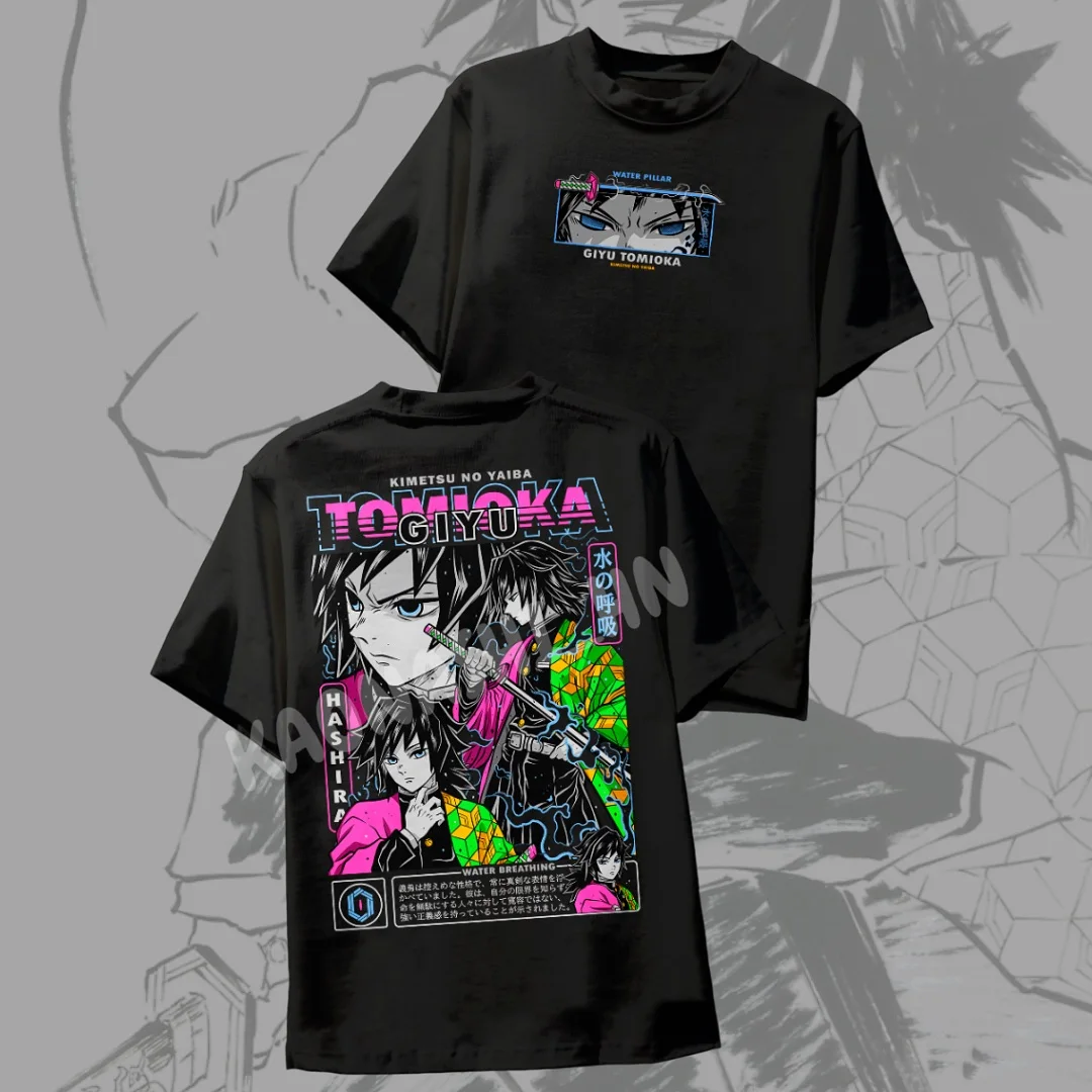 

Popular anime demon slayer giyu graphic t shirts oversized cotton short sleeve y2k top streetwear cotton t shirt women clothing