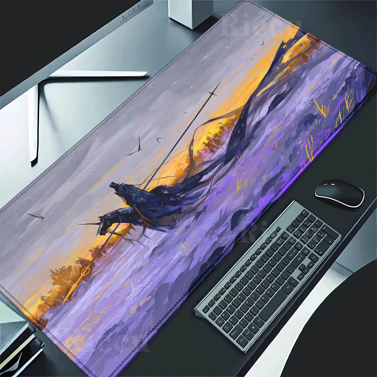 

PC Large mouse pad Knight pattern desk mat mechanical keyboard expansion gaming mats rubber non-slip locking process E-Sports