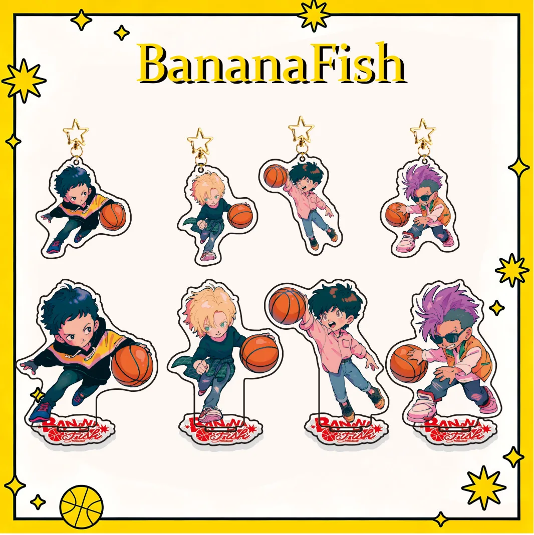 Porte-clés figurine Chibi de Basketball de Banana Fish, imprimé recto-verso, pendentif de sac porte-clés en acrylique à l'échelle égale, comme
