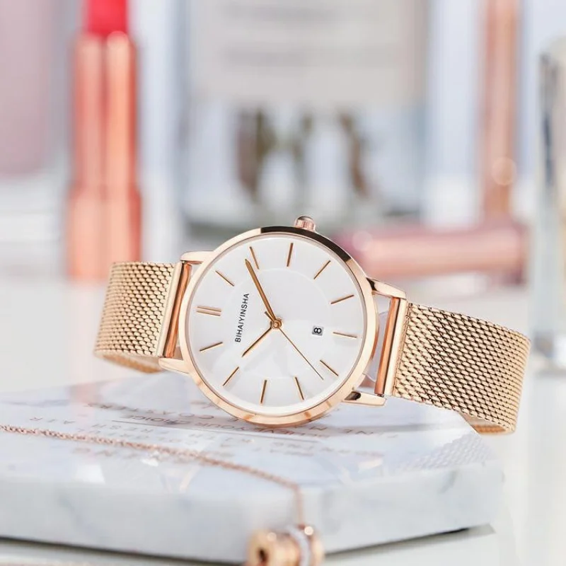 Reloj de cuarzo para mujer, accesorio elegante y personalizado, estilo coreano, resistente al agua, ideal para estudiantes, novedad de 2024