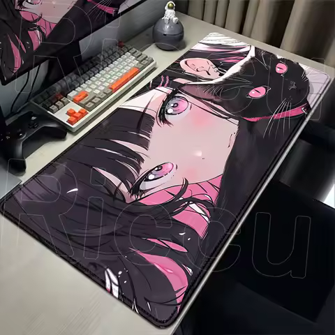 New Pretty Black Cat Girls Mouse Pad XXL Office Gaming Keyboard Desk Mat Non-Slip Laptop Rubber Kawaii Mousepad Game Accessories