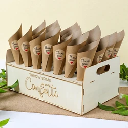 Wooden Wedding Confetti Cone Frame Tray Confetti Cones Stand Box Rustic Wedding Decoration DIY Holder Support Party Favor