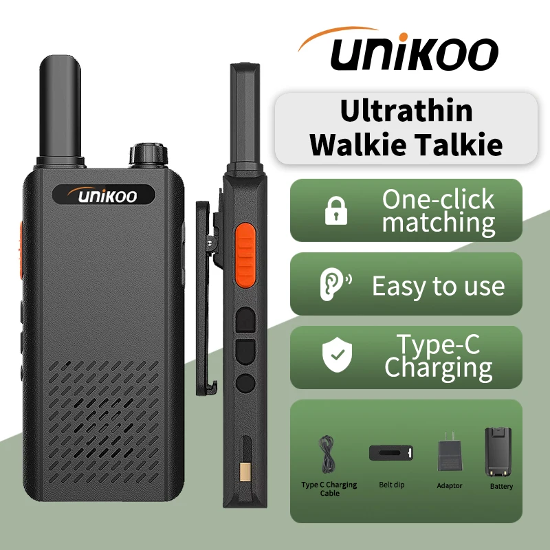 

UNIKOO UK240 Walkie Talkie Portable Ultrathin Long Range Two Way Radio Wireless Transceiver for Camping Hunting