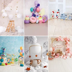 Newborn Baby Birthday Party White Hot Balloon Sky Soft Cloud Star Photography Backdrop Prop Interior Portrait Photo Background