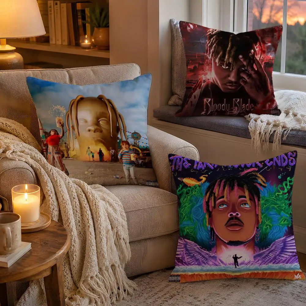J-Juice Rapper W-WRLD 999 Cushion Cover 1pc Square Plush Pillow Cover Soft Fuzzy Removable Washable Bed Bedroom Decor