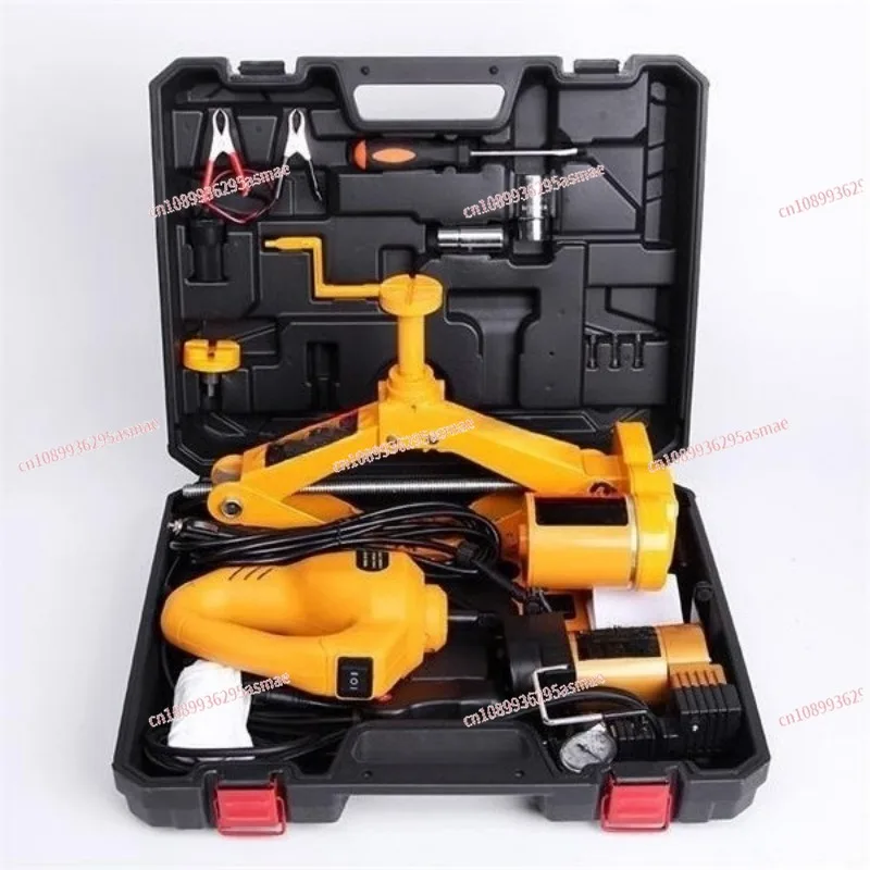 12V Electric Jack Kit, Cordless Impact Wrench & Tire Inflator Set, Automotive Emergency Repair Tools for Vehicle Maintenance