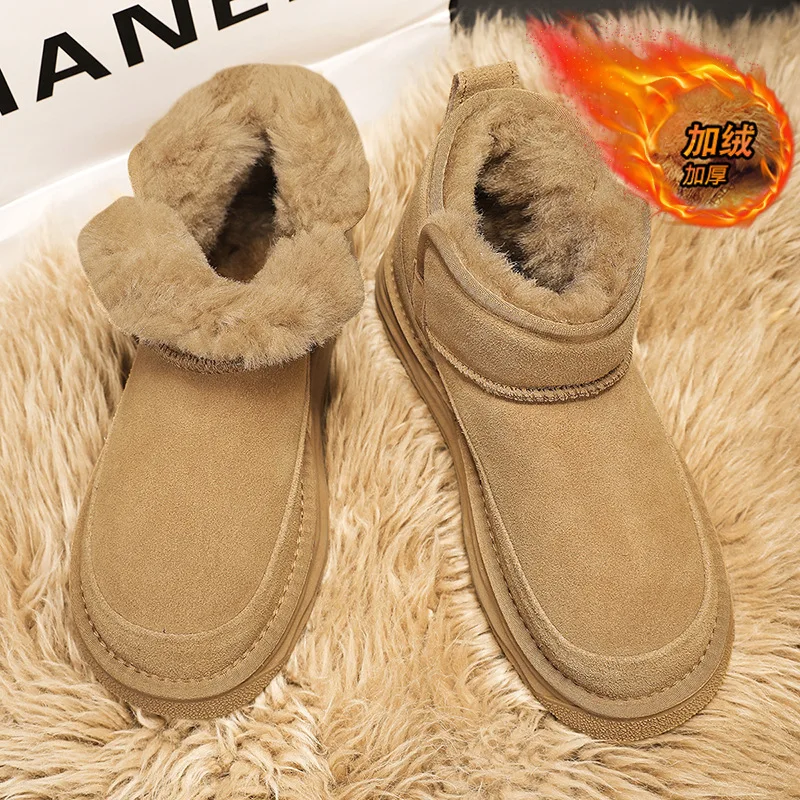 Men Winter Snow Boots Outdoor Velvet Warm Cotton Shoes Mens Winter Fashion Casual Ankle Boots Men Thickened Work Shoes Footwear