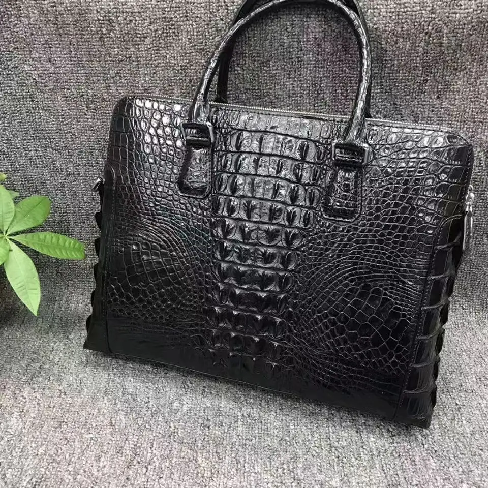 2023 new crocodile skin skin men's briefcase, genuine leather versatile handbag computer bag