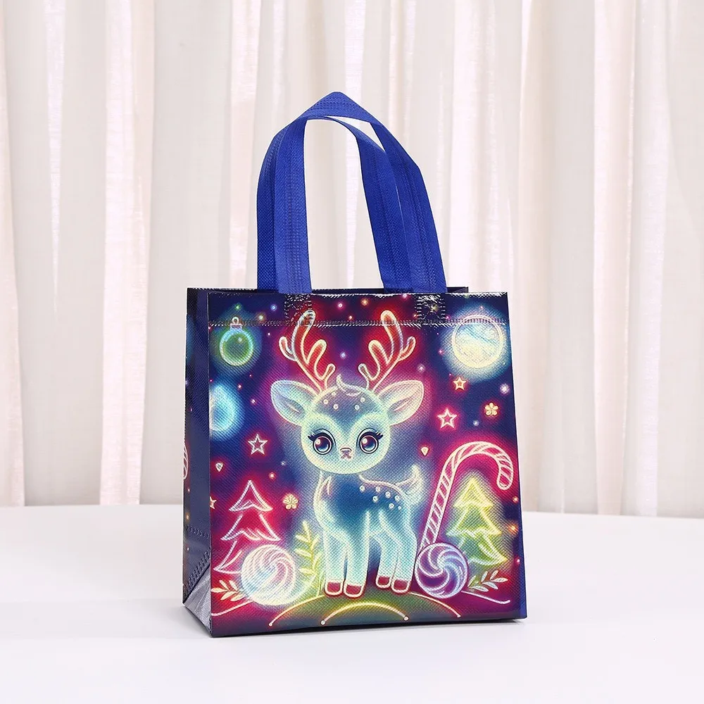 Cute Christmas Non-woven Tote Bags Handbag Cartoon Santa Snowman Candy Gift Packaging Bag Shopping Bag Xmas New Year Gift Bags