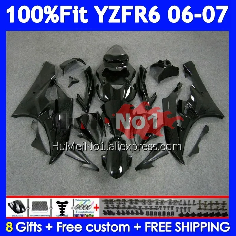 Glossy black Injection Fairing For YAMAHA YZF-R6 YZF R 6 YZF R6 600 600CC 357No.2 YZF600 YZFR6 06 07 YZF-600 2006 2007 OEM Body