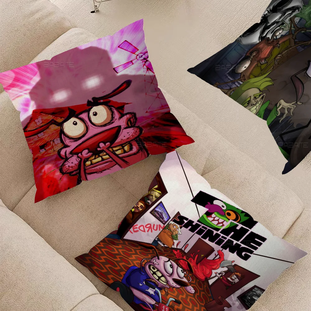 Cartoon C-COURAGE C-Cowardly Dogs Cushion Cover Pillow Cover Decor Pillowcase Printed Cushion Case For Couch