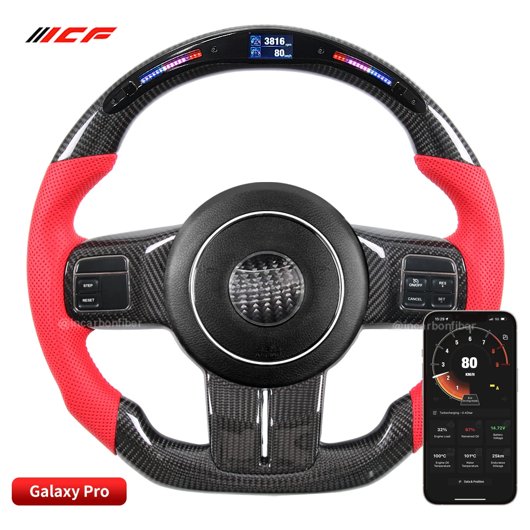 100% Genuine Carbon Fiber LED Steering Wheel Core Compatible for Jeep Wrangler no Airbag Trim and Button