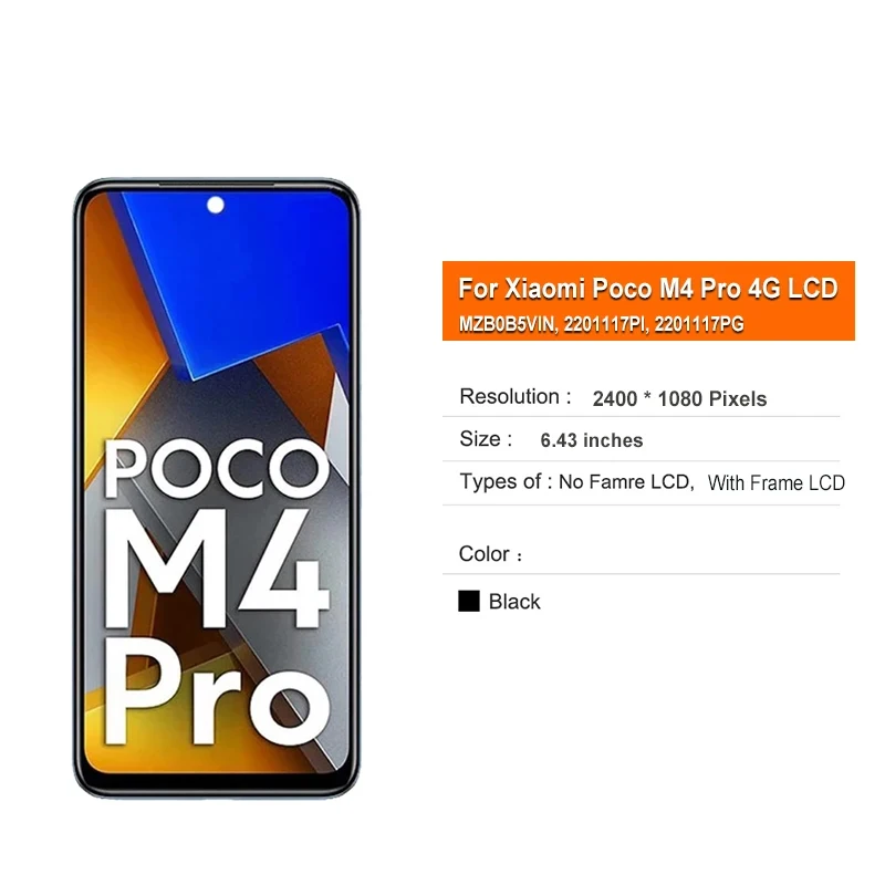 Pantalla Super AMOLED de 6,79 pulgadas, montaje de digitalizador con pantalla táctil LCD para Xiaomi Poco M4 Pro 4G, MZB0B5VIN 2201117PI 2201117PG