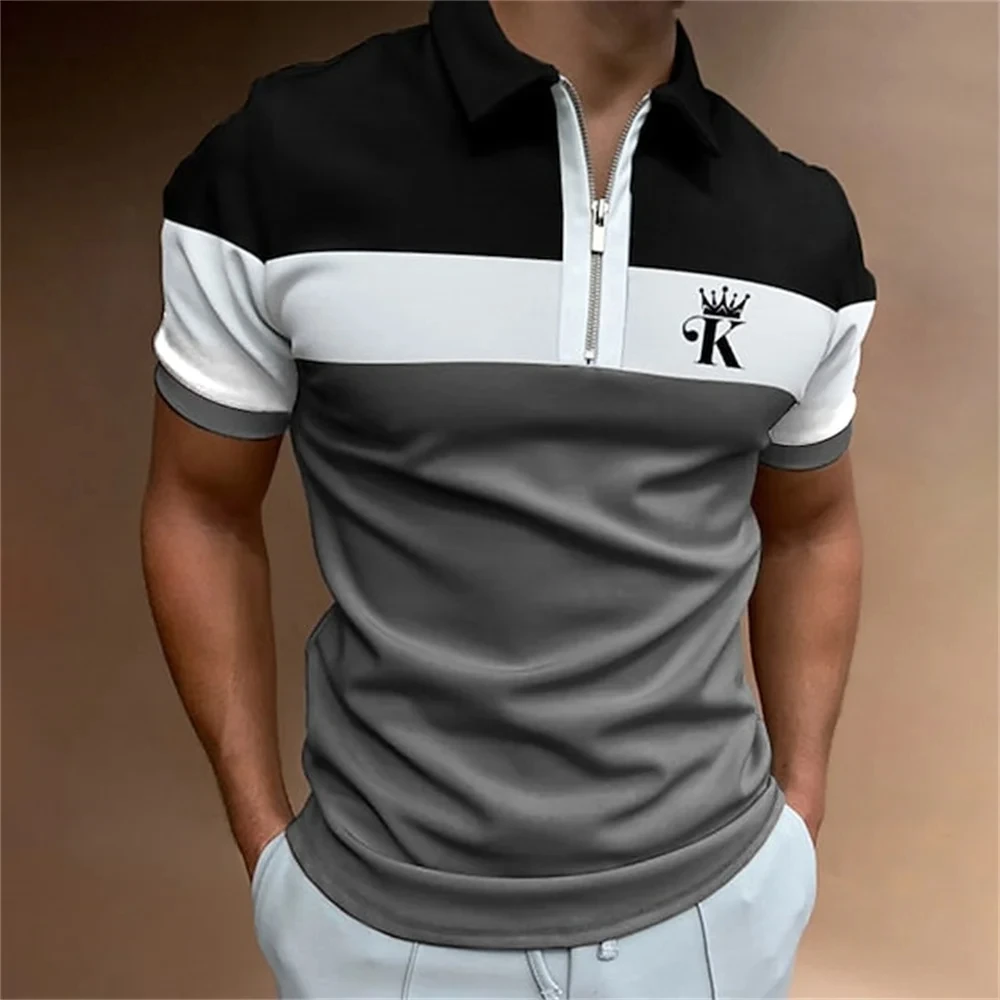 Polo a rayas de manga corta para hombre, camisetas informales con botones de negocios, ropa de moda, verano, 2023