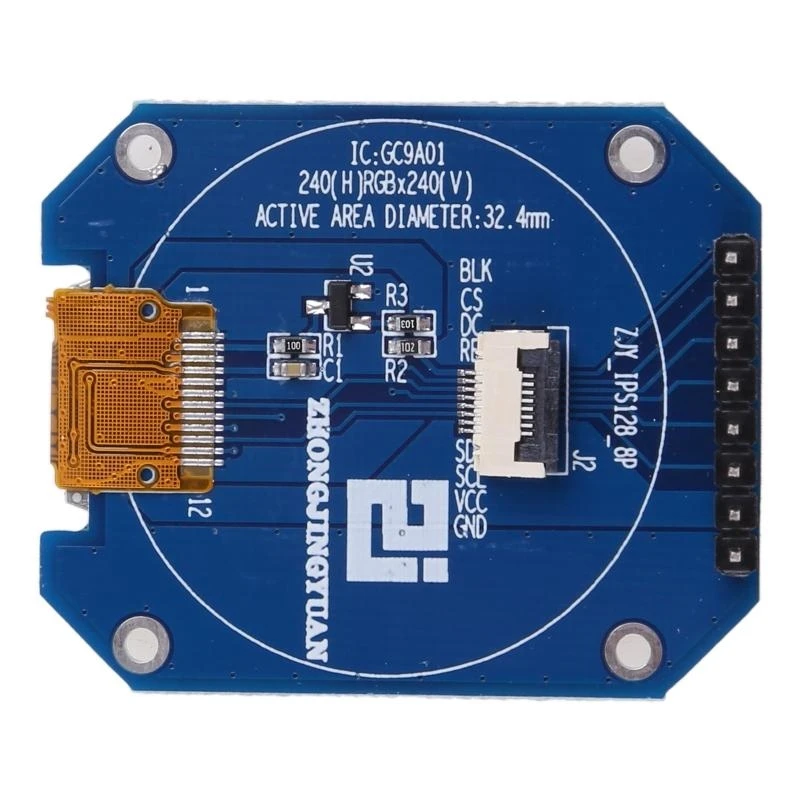 A3PD 1.28'' LCD Display Module, RGB IPS 240x240 GC9A01 Driver 4-Wire SPI Adapter Board for Wearable Display Device