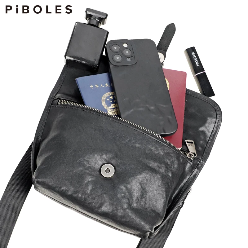 

Vegetable Tanned Leather Men's Shoulder Bag Casual Genuine Leather Crossbody Messenger Bags Small Business Sling Bag