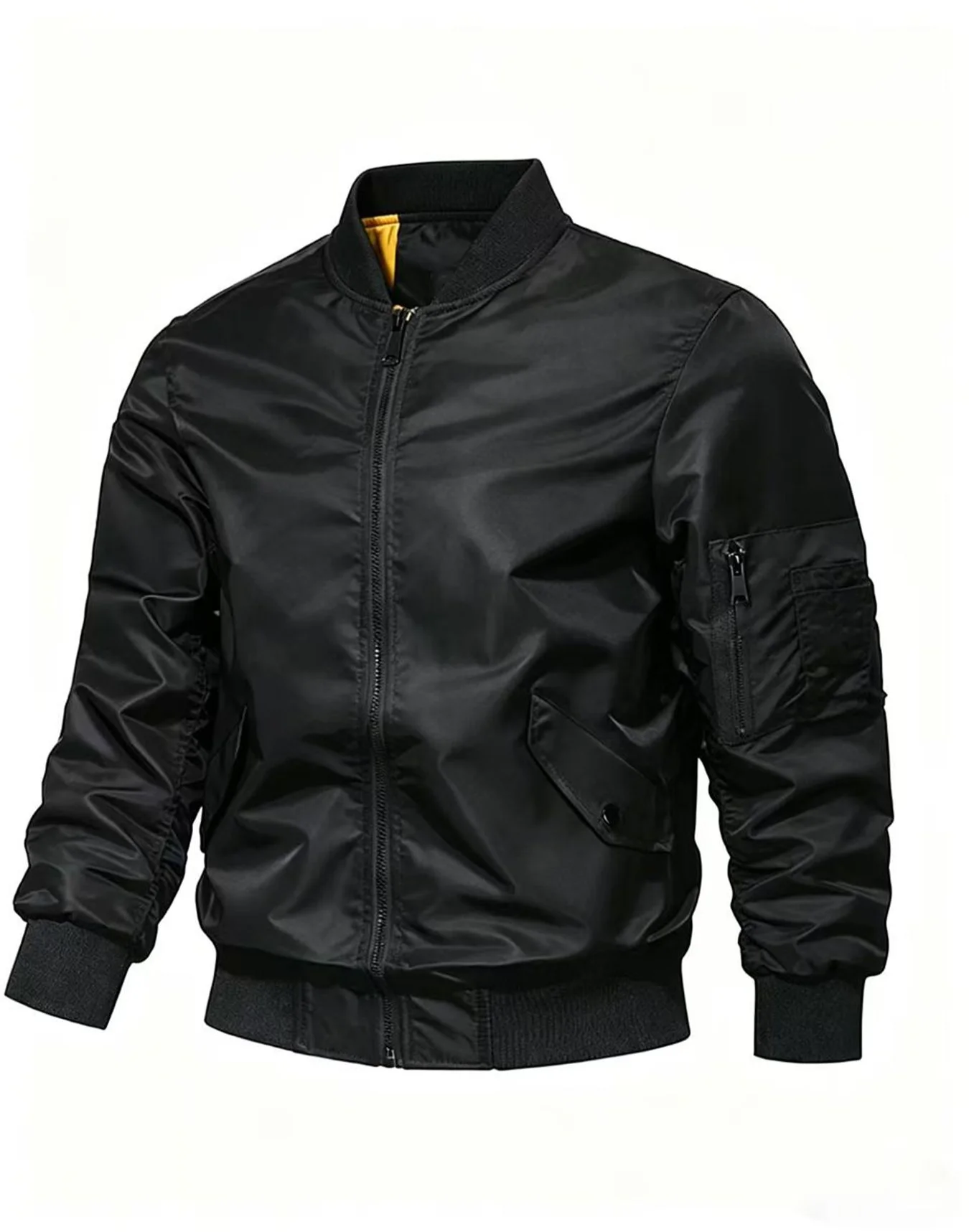 Men's Lightweight Spring Autumn American Pilot Jacket with Baseball Collar Windproof Durable Multi-pocket Workwear Design Elasti