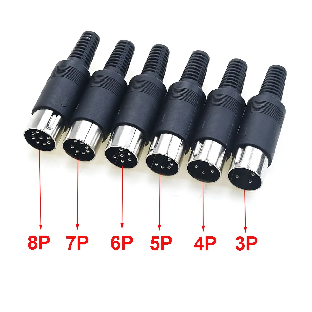 1/5/10pcs 3P 4P 5P 6P 7P 8Pin DIN Male/Female Plug Jack with Plastic Handle Keyboard Cable Connector Adapter PS2